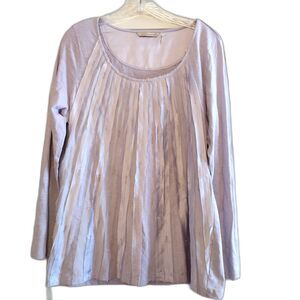 Soft Surroundings Lavender Long Sleeve Beaded Ruffle Shirt M Fairycore Tulle